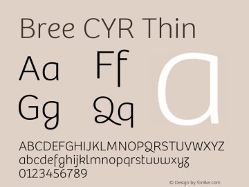 Bree CYR Thin Version 2.000;hotconv 1.0.109;makeotfexe 2.5.65593 Font Sample