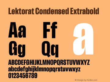 Lektorat Condensed Extrabold Version 1.001;hotconv 1.0.116;makeotfexe 2.5.65601 Font Sample