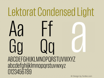 Lektorat Condensed Light Version 1.001;hotconv 1.0.116;makeotfexe 2.5.65601 Font Sample