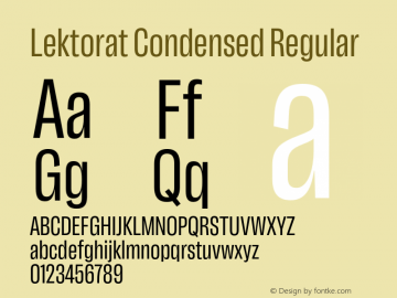 Lektorat Condensed Regular Version 1.001;hotconv 1.0.116;makeotfexe 2.5.65601 Font Sample