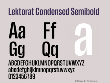 Lektorat Condensed Semibold Version 1.001;hotconv 1.0.116;makeotfexe 2.5.65601 Font Sample