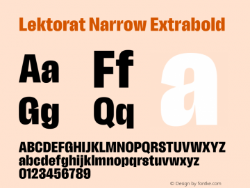 Lektorat Narrow Extrabold Version 1.001;hotconv 1.0.116;makeotfexe 2.5.65601 Font Sample