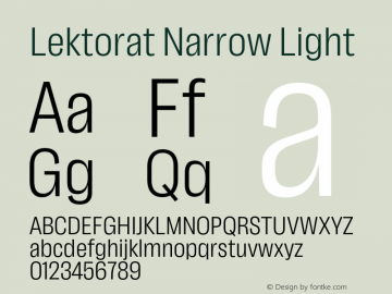 Lektorat Narrow Light Version 1.001;hotconv 1.0.116;makeotfexe 2.5.65601 Font Sample