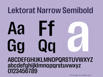 Lektorat Narrow Semibold Version 1.001;hotconv 1.0.116;makeotfexe 2.5.65601 Font Sample