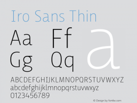 Iro Sans Thin Version 2.001 Font Sample