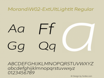 Morandi W02 Ext UltLight It Version 1.21 Font Sample