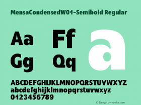 Mensa Condensed W01 Semibold Version 1.00 Font Sample