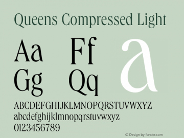 Queens Compressed Light Version 1.000 | wf-rip DC20191205 Font Sample