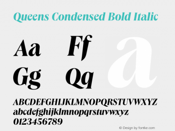 Queens Condensed Bold Italic Version 1.000 | wf-rip DC20191205 Font Sample
