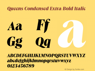 Queens Condensed Extra Bold Italic Version 1.000 | wf-rip DC20191205图片样张