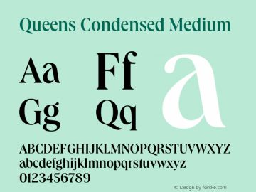 Queens Condensed Medium Version 1.000 | wf-rip DC20191205 Font Sample