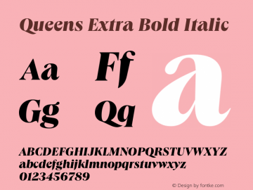 Queens Extra Bold Italic Version 1.000 | wf-rip DC20191205 Font Sample