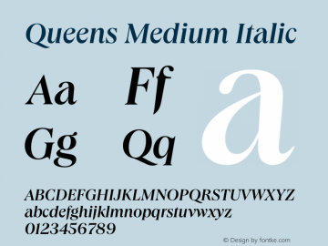 Queens Medium Italic Version 1.000 | wf-rip DC20191205图片样张