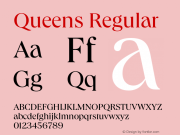 Queens Regular Version 1.000 | wf-rip DC20191205 Font Sample