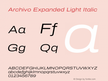 Archivo Expanded Light Italic Version 2.001图片样张