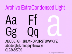 Archivo ExtraCondensed Light Version 2.001 Font Sample