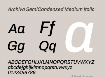 Archivo SemiCondensed Medium Italic Version 2.001图片样张