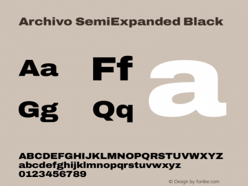 Archivo SemiExpanded Black Version 2.001 Font Sample