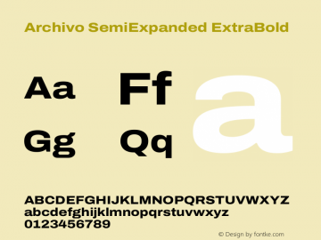 Archivo SemiExpanded ExtraBold Version 2.001 Font Sample