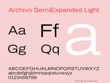 Archivo SemiExpanded Light Version 2.001 Font Sample