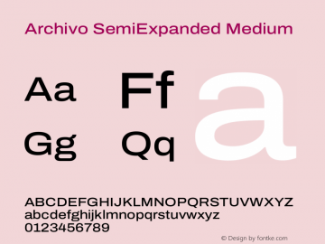 Archivo SemiExpanded Medium Version 2.001 Font Sample