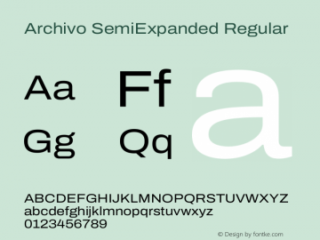 Archivo SemiExpanded Regular Version 2.001 Font Sample
