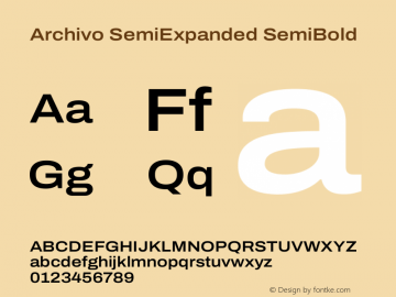 Archivo SemiExpanded SemiBold Version 2.001 Font Sample