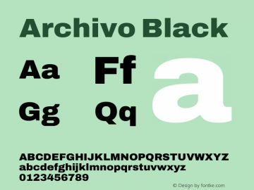 Archivo Black Version 2.001 Font Sample