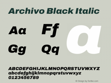 Archivo Black Italic Version 2.001 Font Sample