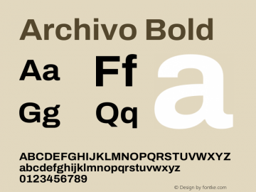 Archivo Bold Version 2.001 Font Sample