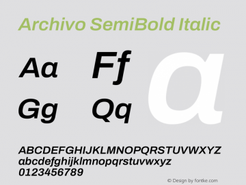 Archivo SemiBold Italic Version 2.001图片样张