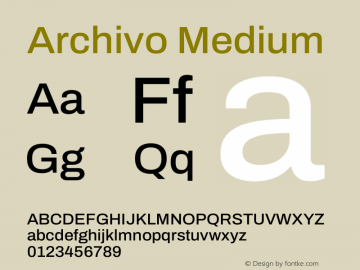 Archivo Medium Version 2.001 Font Sample