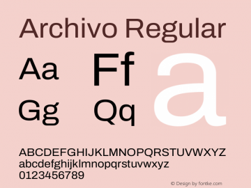 Archivo Regular Version 2.001 Font Sample