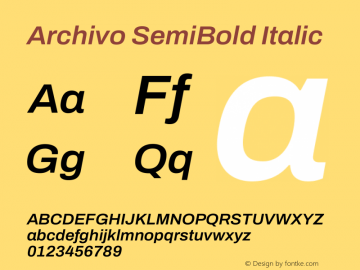 Archivo SemiBold Italic Version 2.001图片样张