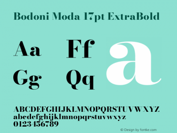 Bodoni Moda 17pt ExtraBold Version 2.004 Font Sample