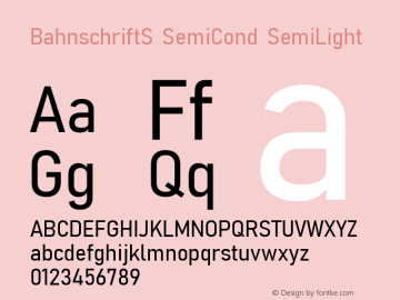 BahnschriftS SemiCond SemiLight Version 2.06 Font Sample