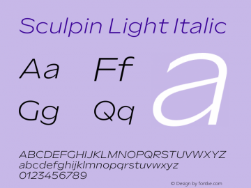 Sculpin Light Italic Version 1.000; wf-rip Font Sample