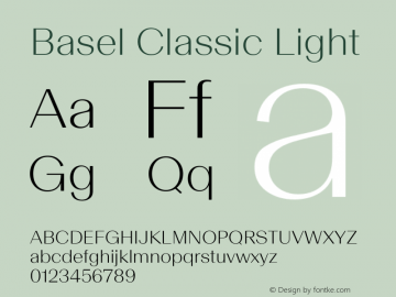Basel Classic Light Version 1.000; wf-rip Font Sample