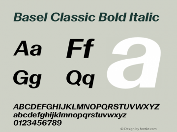 Basel Classic Bold Italic Version 1.000; wf-rip Font Sample