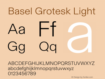 Basel Grotesk Light Version 1.000; wf-rip Font Sample