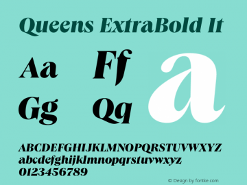 Queens ExtraBold It Version 1.001 Font Sample