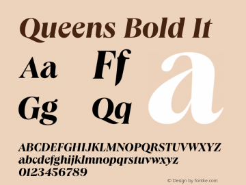 Queens Bold It Version 1.001 Font Sample