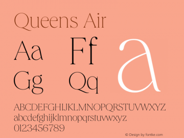 Queens Air Version 1.001 Font Sample