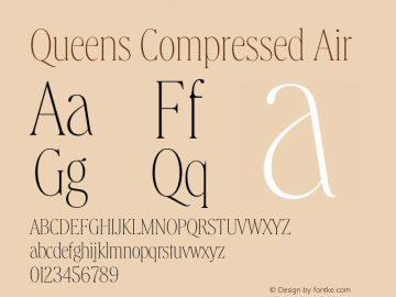 Queens Compressed Air Version 1.001 Font Sample