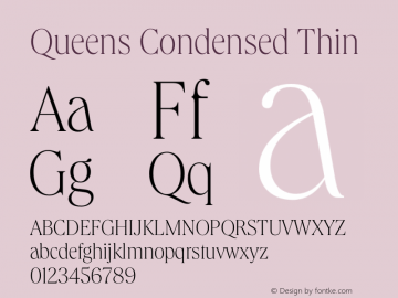 Queens Condensed Thin Version 1.001 Font Sample