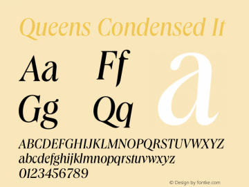 Queens Condensed It Version 1.001 Font Sample