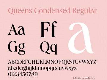 Queens Condensed Regular Version 1.001 Font Sample