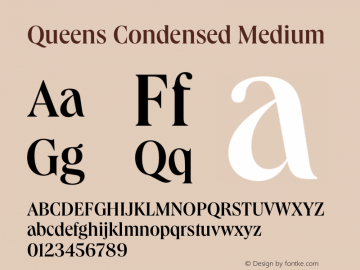 Queens Condensed Medium Version 1.001 Font Sample