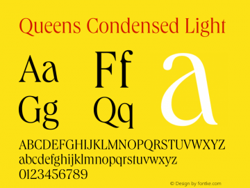 Queens Condensed Light Version 1.001 Font Sample