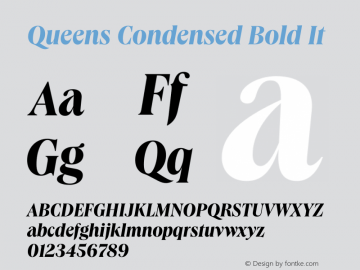 Queens Condensed Bold It Version 1.001 Font Sample